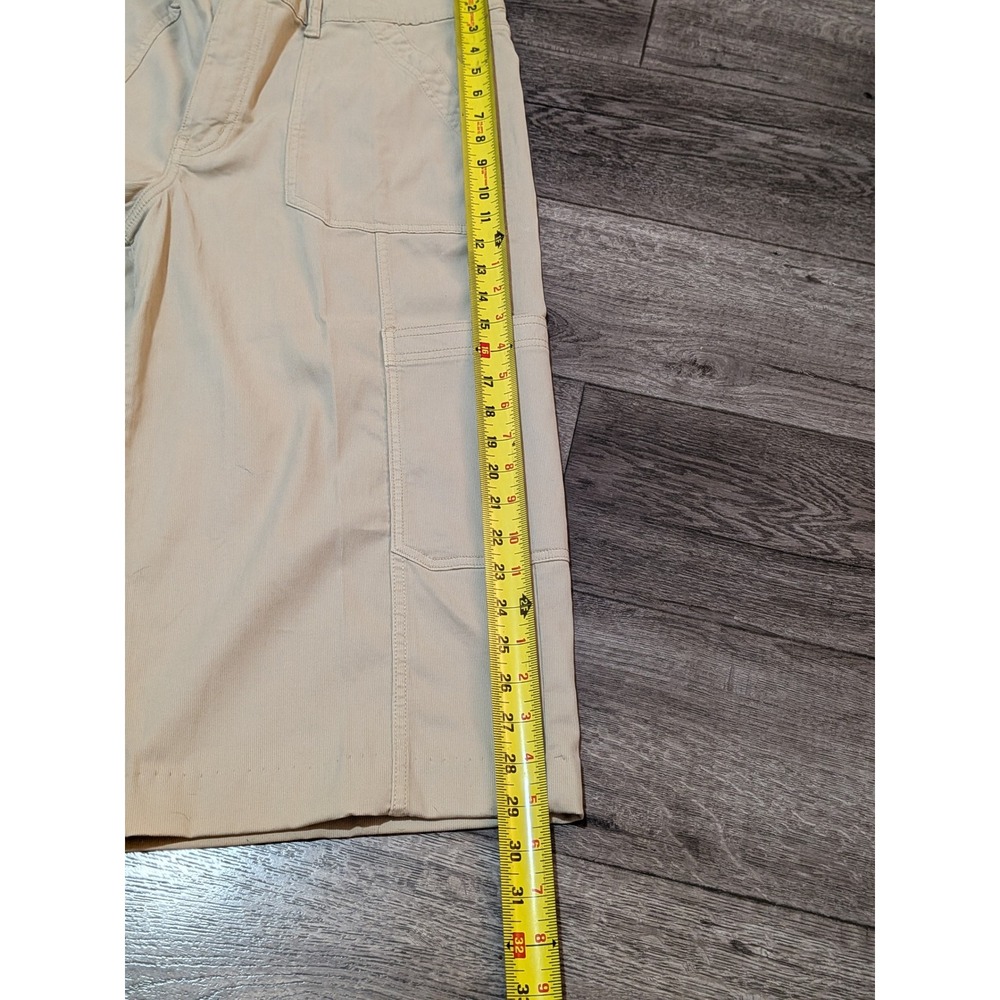 American Eagle Stretch Cargo Shorts Khaki Tan Beige Size 14 Bermuda High Rise - Picture 7 of 8